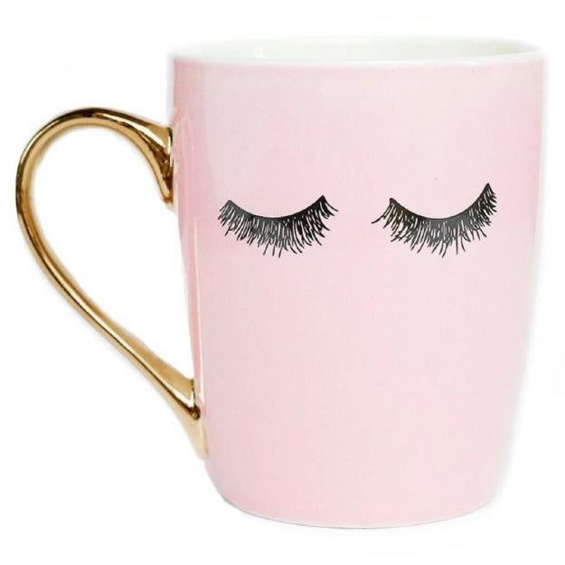 Make Up & Mascara Mug Pink 16 Ounce - RollinsCafe