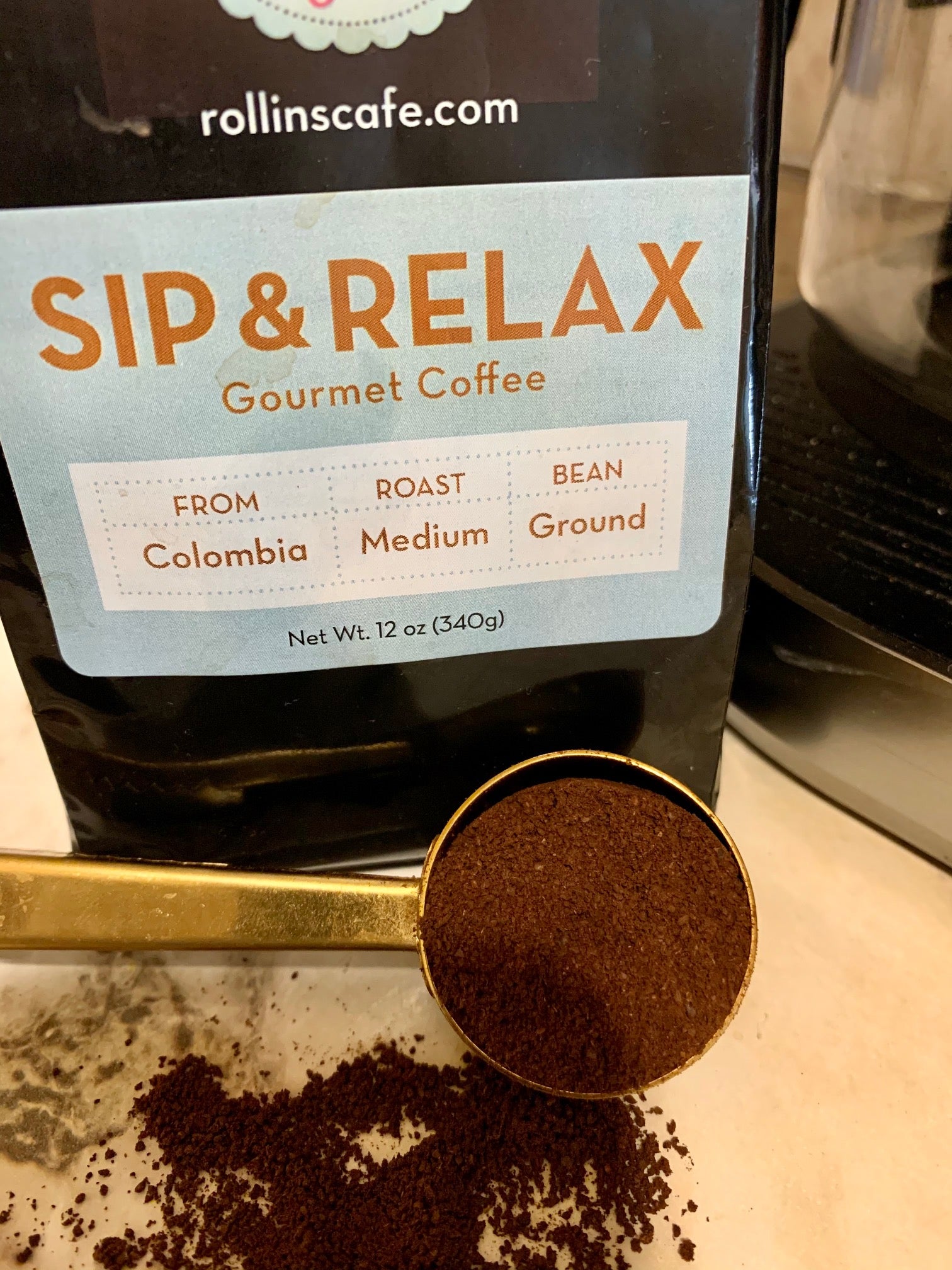 Sip & Relax Columbian Gourmet Ground Coffee Medium Roast Sealed Fresh - RollinsCafe