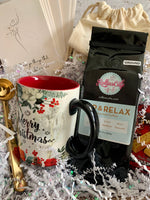 Load image into Gallery viewer, Christmas Gift Set with Sip &amp; Relax Gourmet Ground Coffee - RollinsCafe
